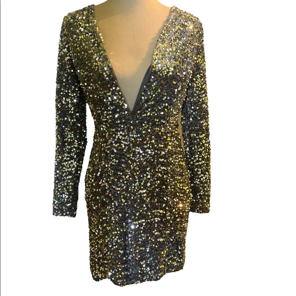 biba sequin dress Angel Biba Dresses | Selfie Leslie/Angel Biba Silver Sequined Dress | Color: Gray/Silver | Size: M